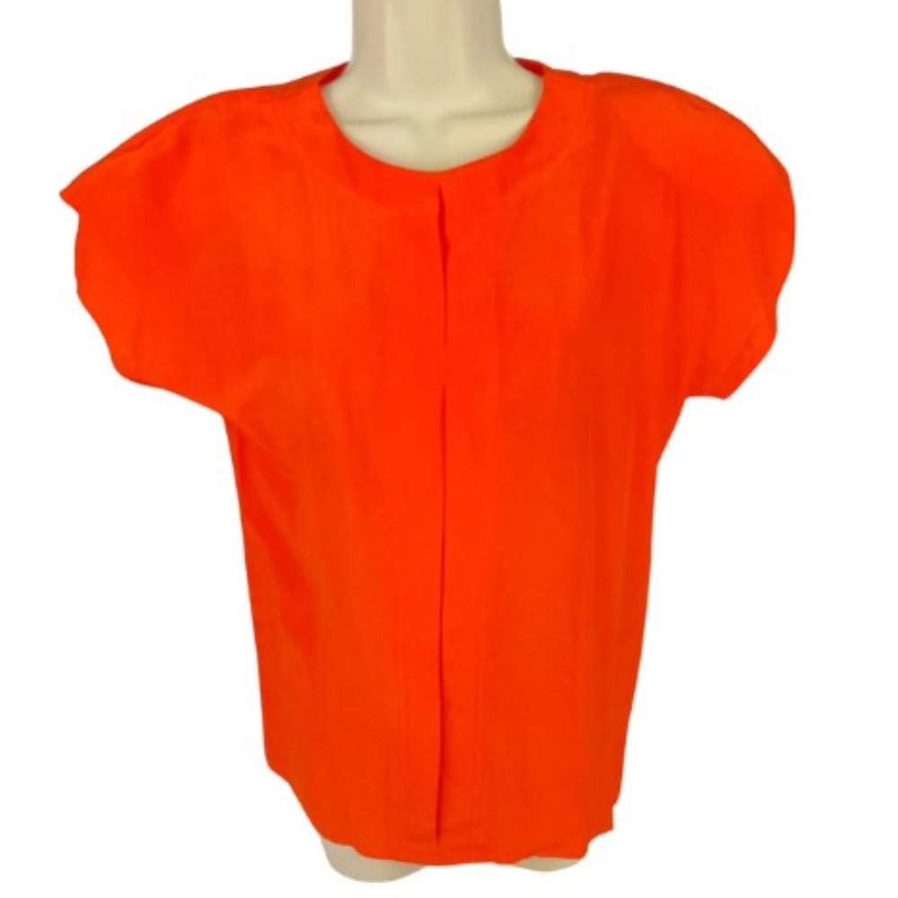 Potamic Collection Sleeveless Orange Top, Size Small, %100 Silk
